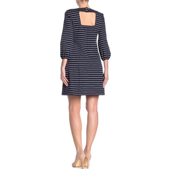 NWT Eliza J Navy Long Sleeve Cut-Out Shift Dress - Picture 2 of 2